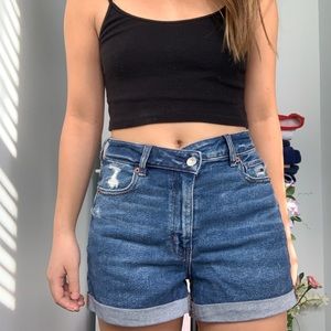 American Eagle Cross Waistband Mom Shorts